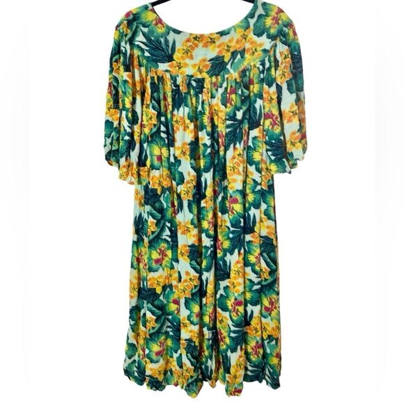 Go Softly Floral Green and Yellow Dress Woman’s Size 3X - Picture 2 of 8